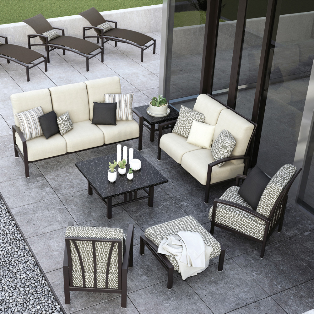 Homecrest Emory Cushion Sofa Glider Patio Set HCEMORYSET1