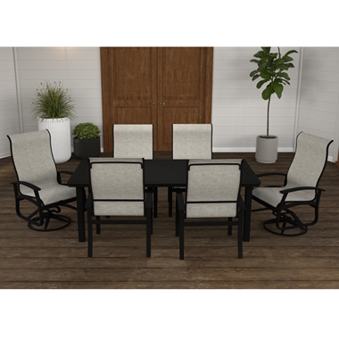 Telescope Casual Belle Isle Supreme Dining Set for 6 in Black with Storm Slings - In Stock - TC-QS-SET24
