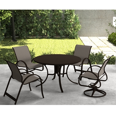 Telescope Casual Aruba Sling Dining Set for 4 in Kona with Beacon Slings - In Stock - TC-QS-SET29