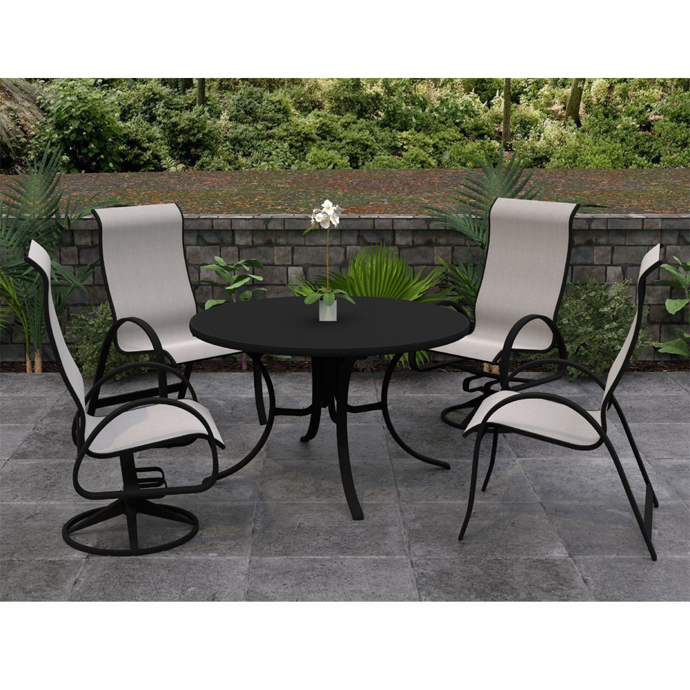 Telescope Casual Aruba Sling Supreme Dining Set for 4 in Black with Alloy Slings - In Stock - TC-QS-SET36