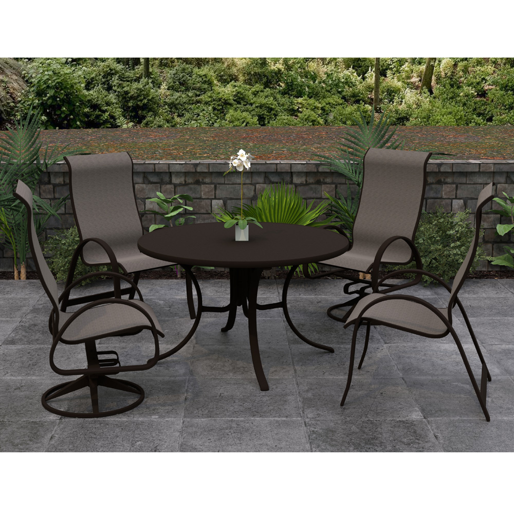 Telescope Casual Aruba Sling Supreme Dining Set for 4 in Kona with Beacon Slings - In Stock - TC-QS-SET37
