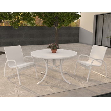 Telescope Casual Gardenella Patio Dininig Set in White with White Slings - In Stock - TC-QS-SET44