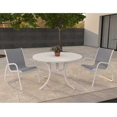 Telescope Casual Gardenella Patio Dininig Set in White with Breeze Slings - In Stock - TC-QS-SET45