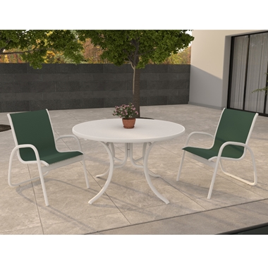 Telescope Casual Gardenella Patio Dininig Set in White with Forest Green Slings - In Stock - TC-QS-SET47
