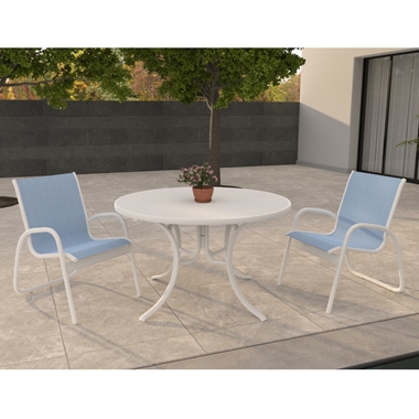 Telescope Casual Gardenella Patio Dininig Set in White with Sky Slings - In Stock - TC-QS-SET48