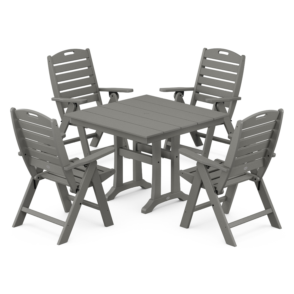 POLYWOOD Nautical Dining Set with Square Farmhouse Trestle Table | PWS639-1