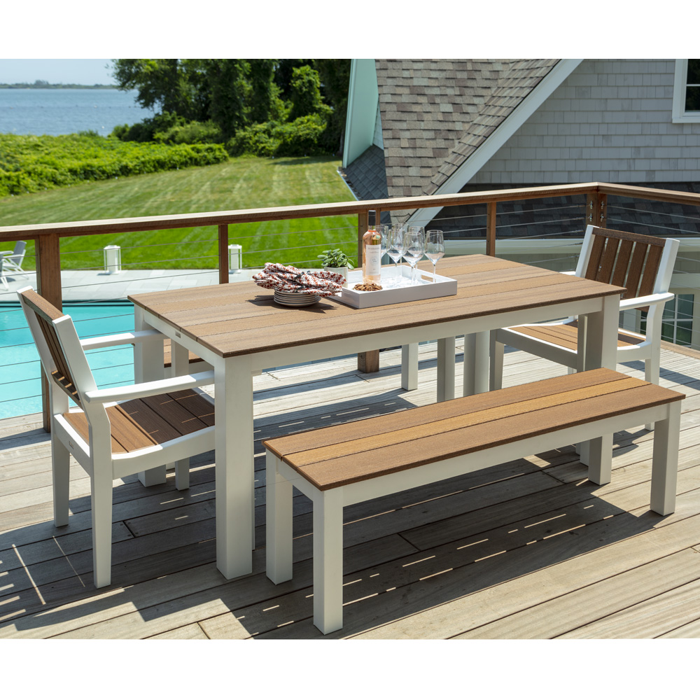 Seaside Casual Greenwich Dining Set with Benches | SC-GREENWICH-SET5