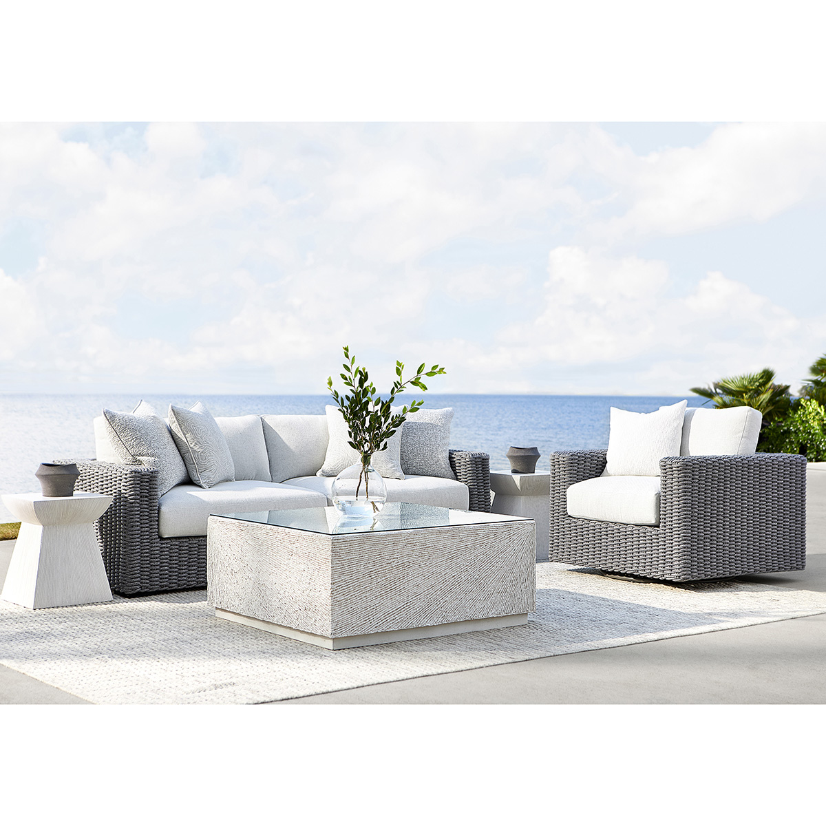 Bernhardt Capri Sofa and Swivel Lounge Chair Patio Set - BH-CAPRI-SET1