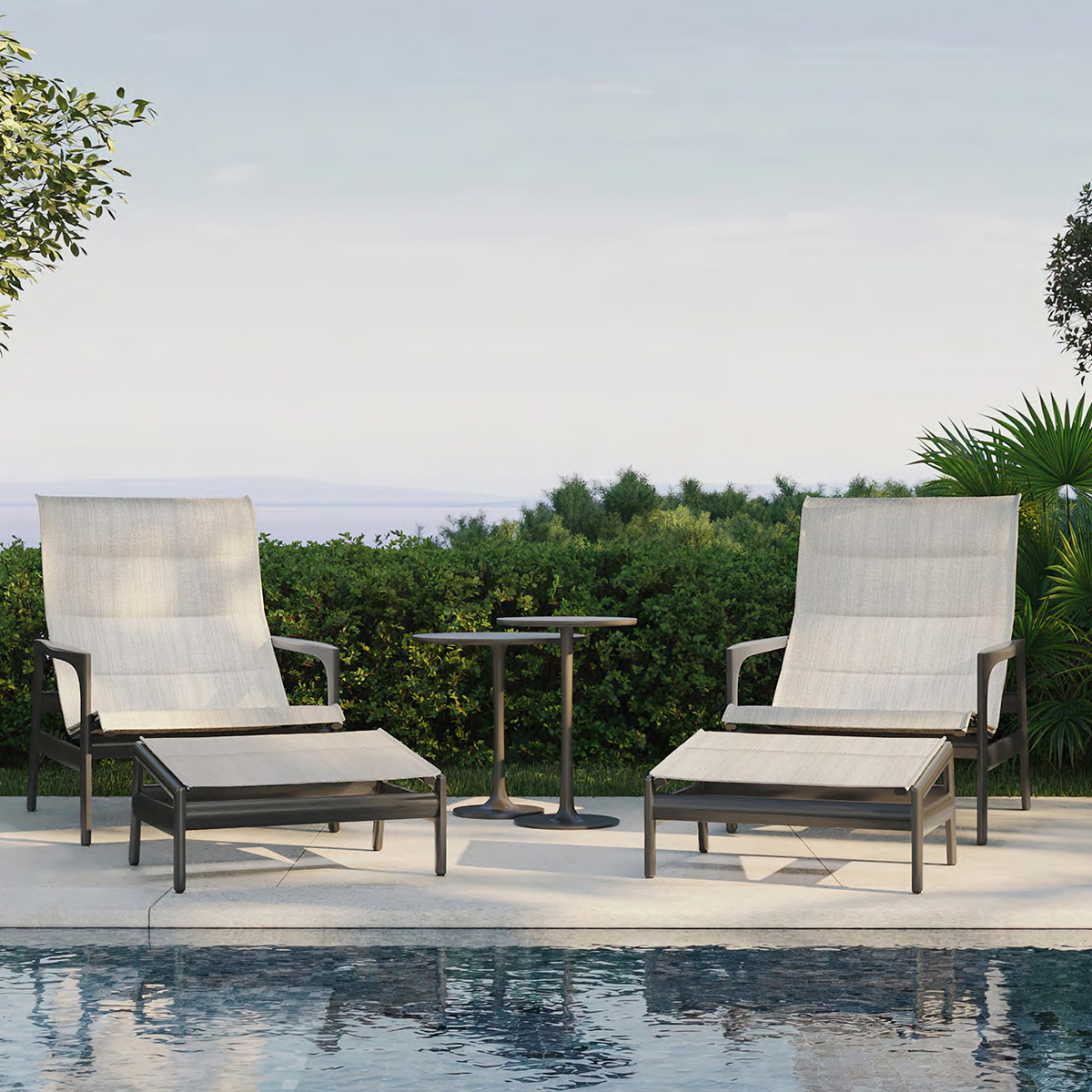 Castelle Berkley Sling Easy Lounge Chair and Ottoman Patio Set - CS-BERKLEY-SET6