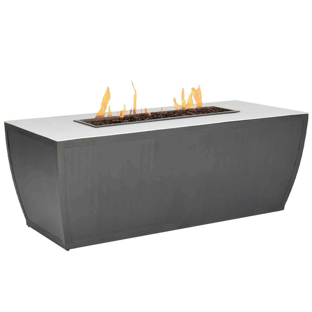 Castelle Largo Smooth Aluminum 60" x 26" Rectangular Coffee Table with Firepit - A4RF2660WL