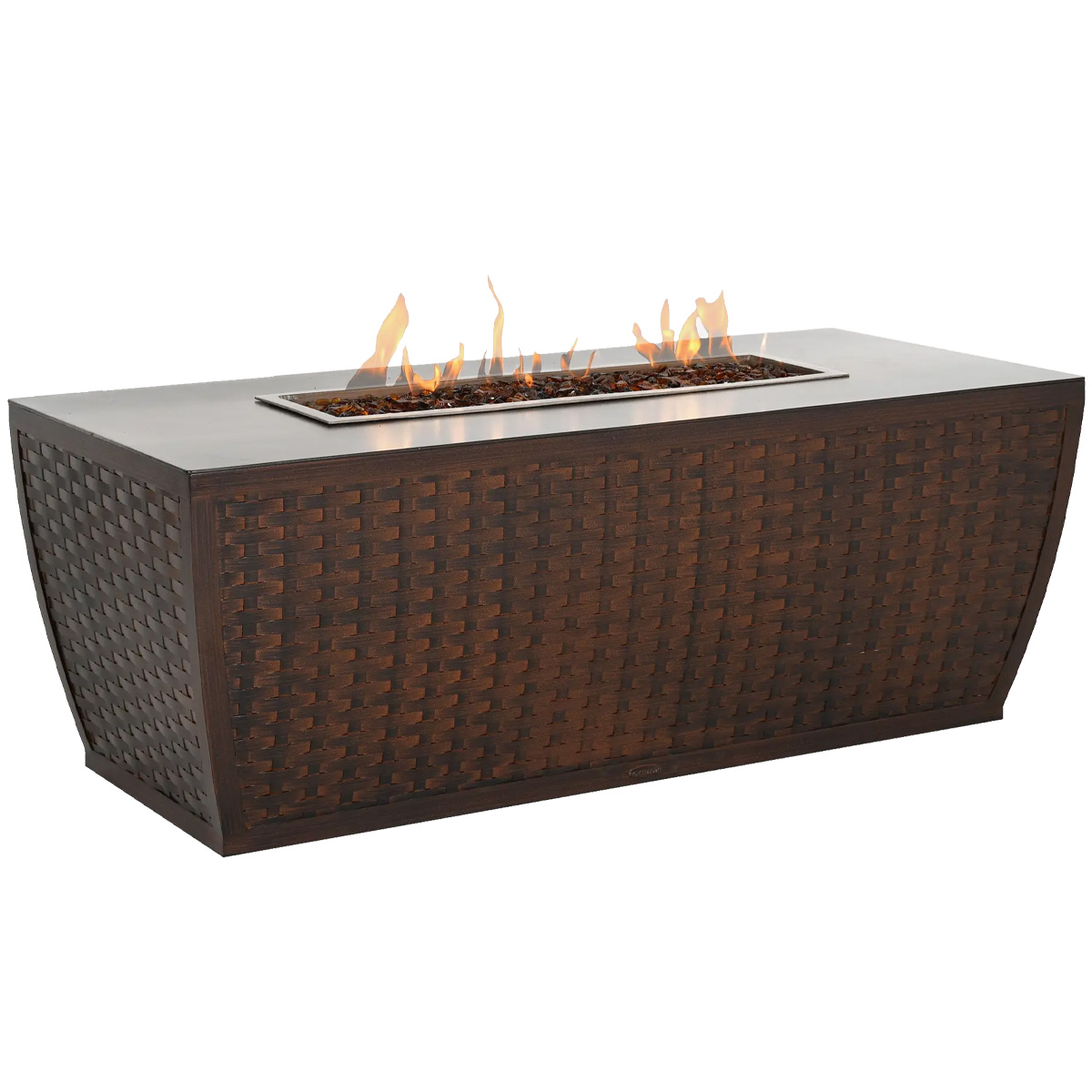 Castelle Largo Woven Aluminum 60" x 26" Rectangular Coffee Table with Firepit - C4RF2660WL