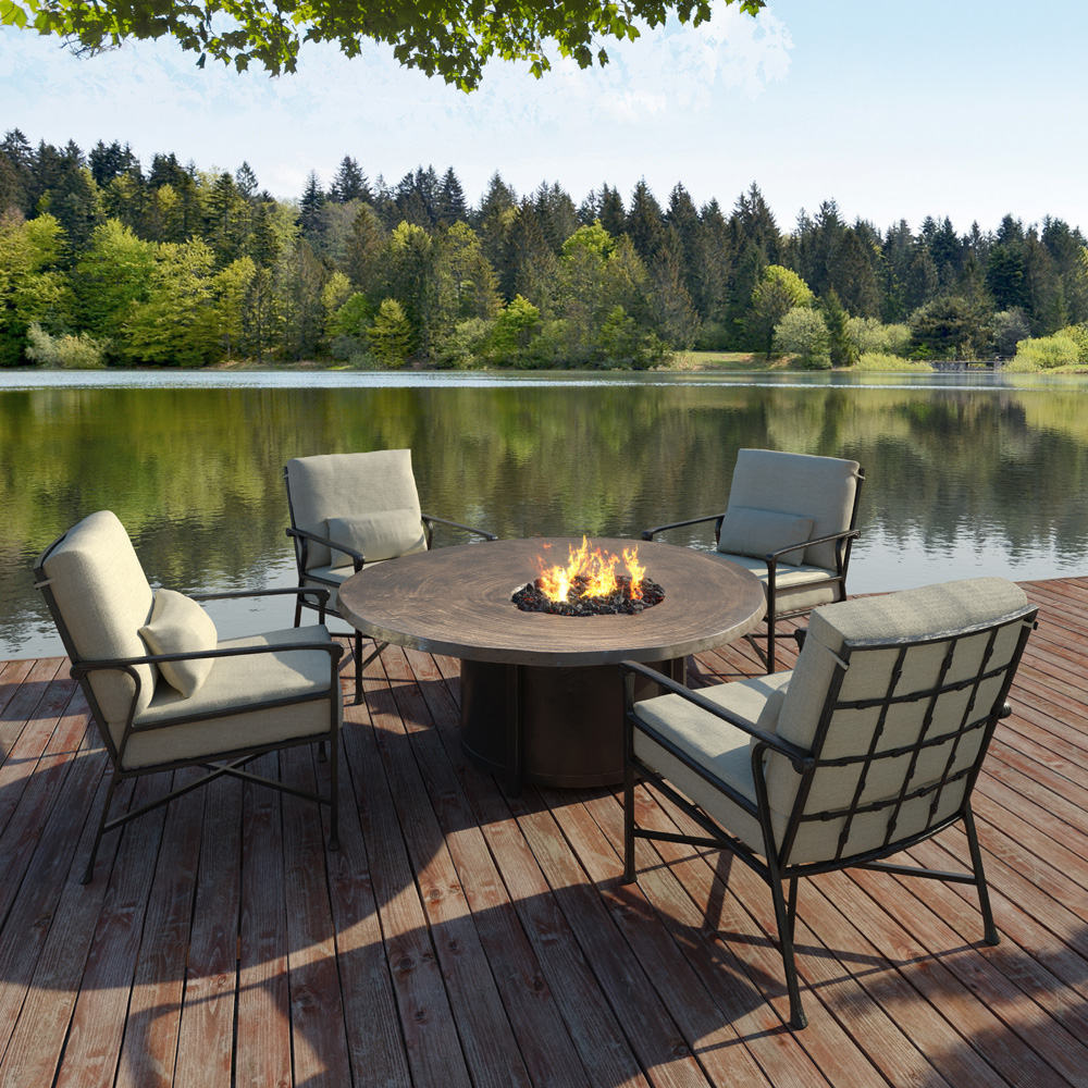 Round patio table discount with fire pit