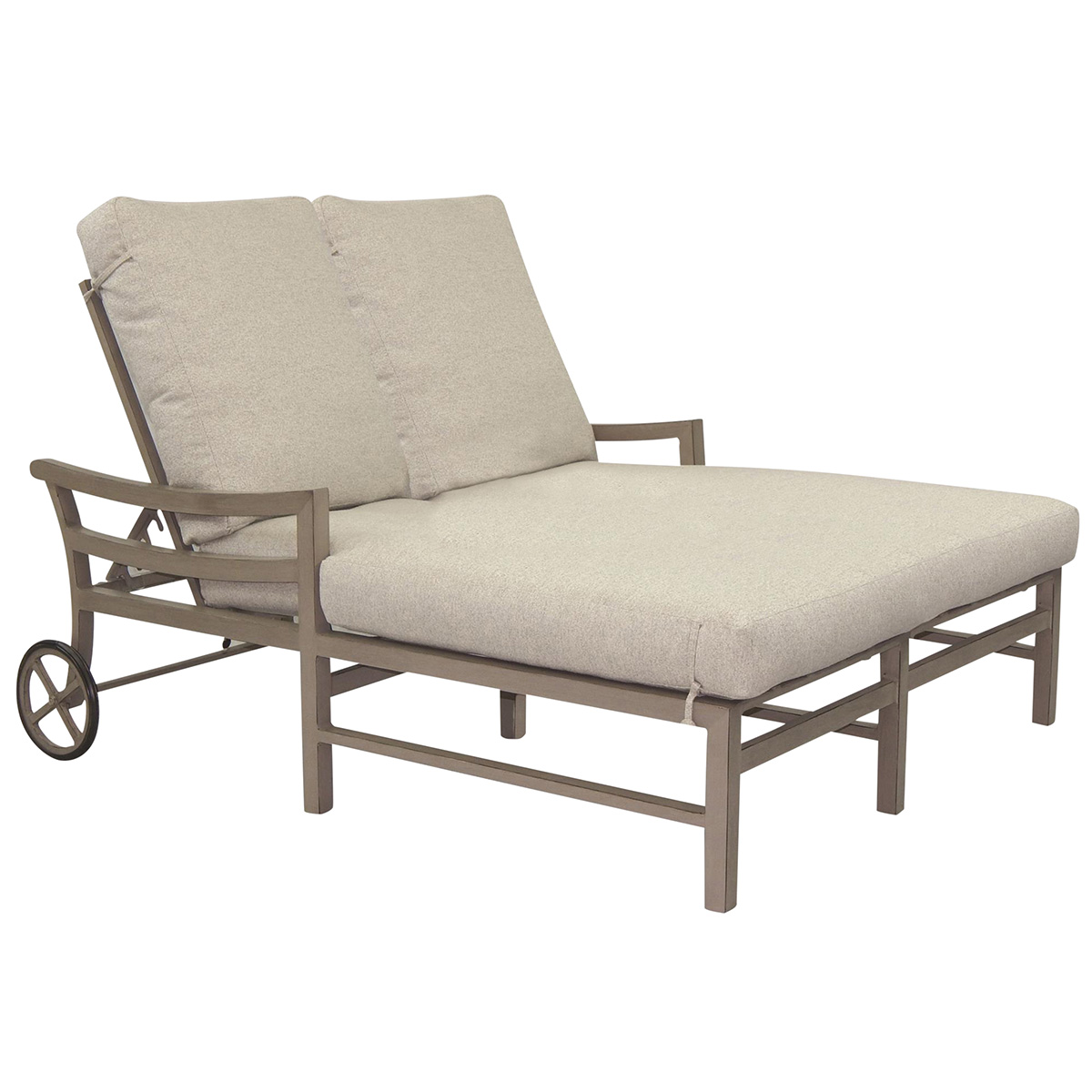 Castelle Roma Adjustable Cushioned Double Chaise Lounge with Wheels - 9652R