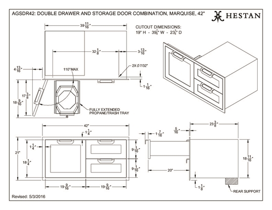 Hestan 42 Double Drawer and Storage Door