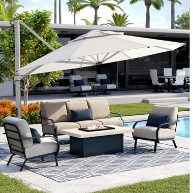 Homecrest Anthem Sofa and Lounge Chair Set with Fire Table - HC-ANTHEM-SET2