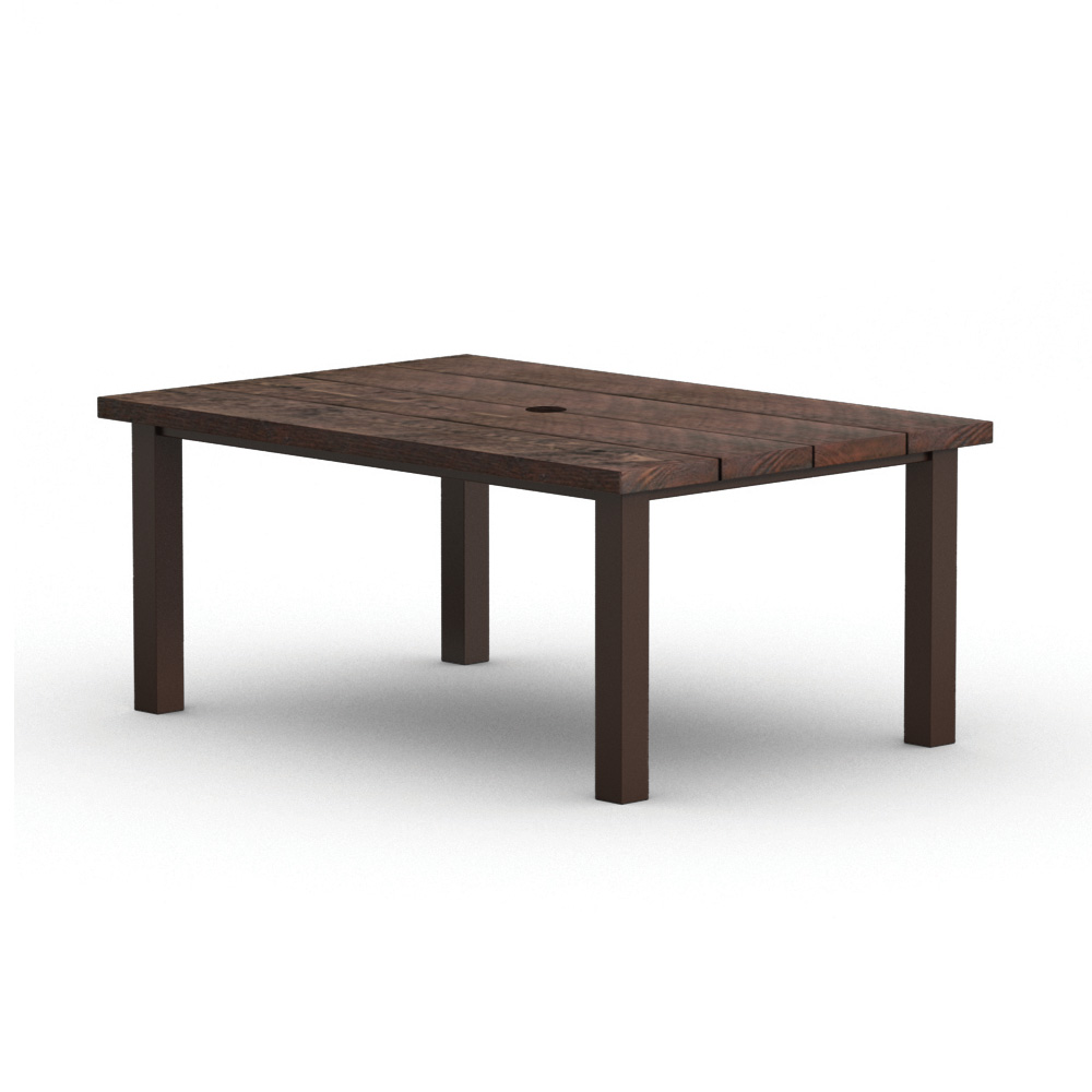 Homecrest Timber 62" x 42" Rectangular Dining Post Base Table with Umbrella Hole - 254262DTM
