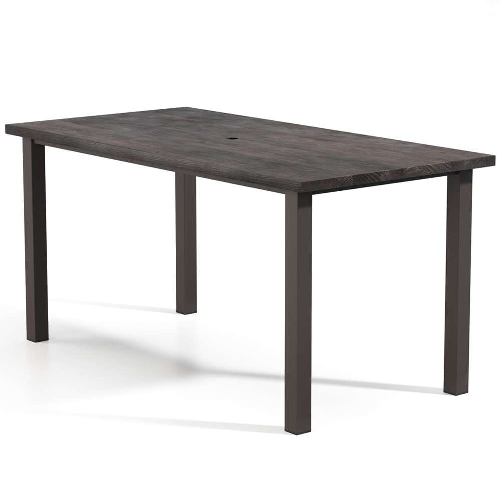 Homecrest Timber 84" x 42" Rectangular Bar Post Base Table with Umbrella Hole - 254284BRTM