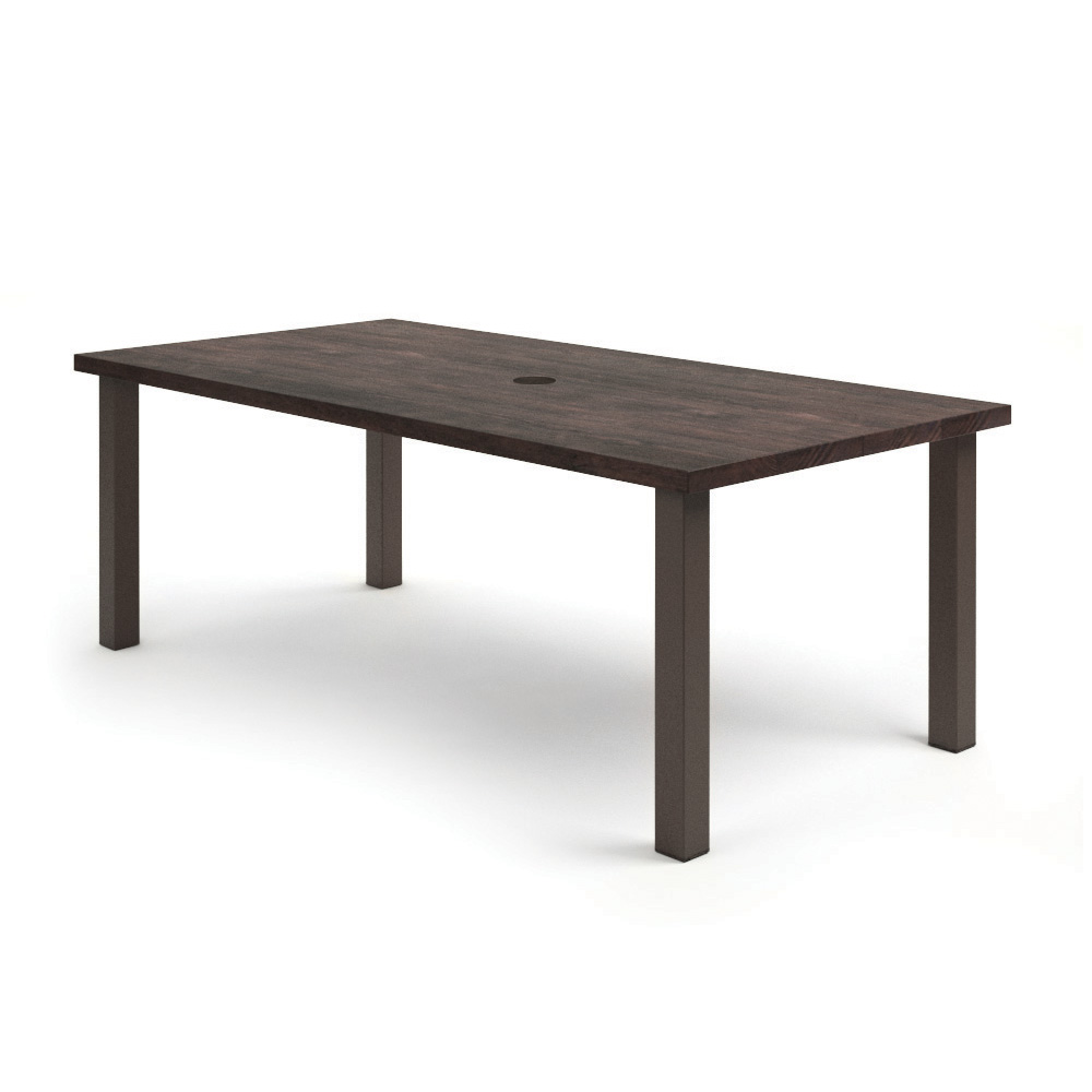Homecrest Timber 84" x 42" Rectangular Cafe Post Base Table with Umbrella Hole - 254284FTM