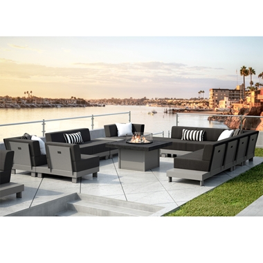 Homecrest Urban Big Outdoor Sectional with Timber Fire Table - HC-URBAN-SET3