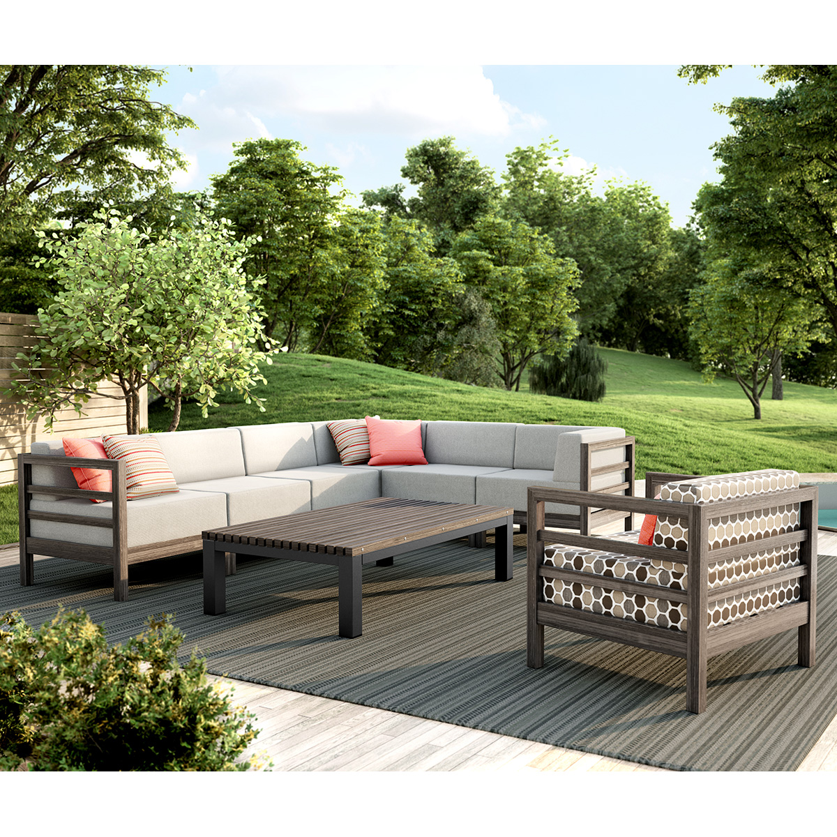 Homecrest Willow Cushion HDPE Patio Sectional - HC-WILLOW-SET1