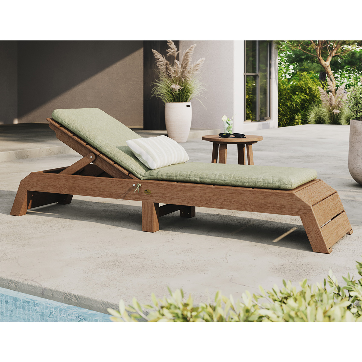 LuxCraft Urban Chaise Lounge with Cushion and Side Table - LC-URBAN-SET3