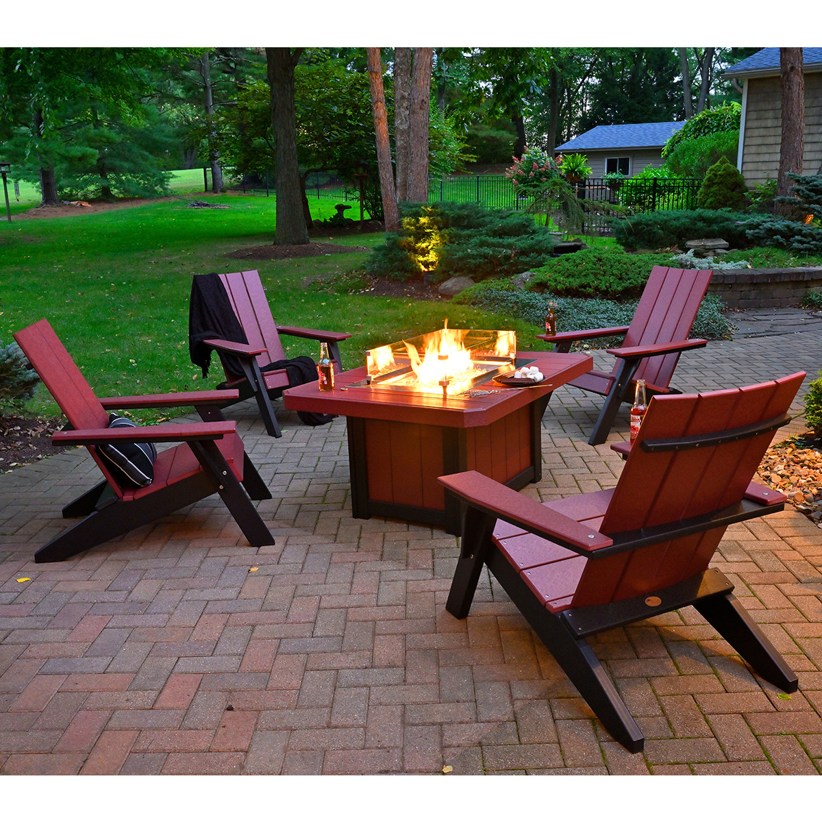 LuxCraft Urban Adirondack Chair and Fire Table Set - LC-URBAN-SET9