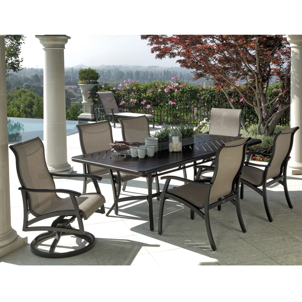 Mallin Lynwood Aluminum Sling Outdoor Dining Set For 6 Ml Lynwood Set2