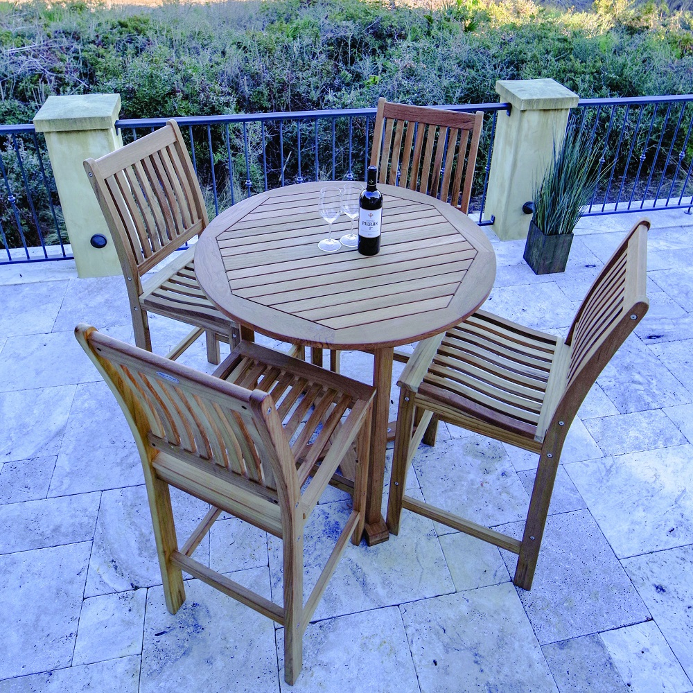 Teak bar height table deals and chairs