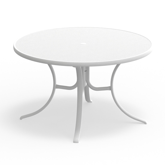 8" Round Value Hammered Dining Table with White Frame and Snow MGP Top