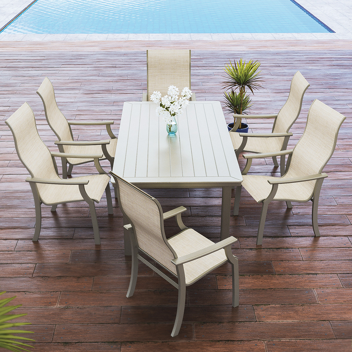 Telescope Casual St. Catherine Outdoor Dining Set with High Back Chairs