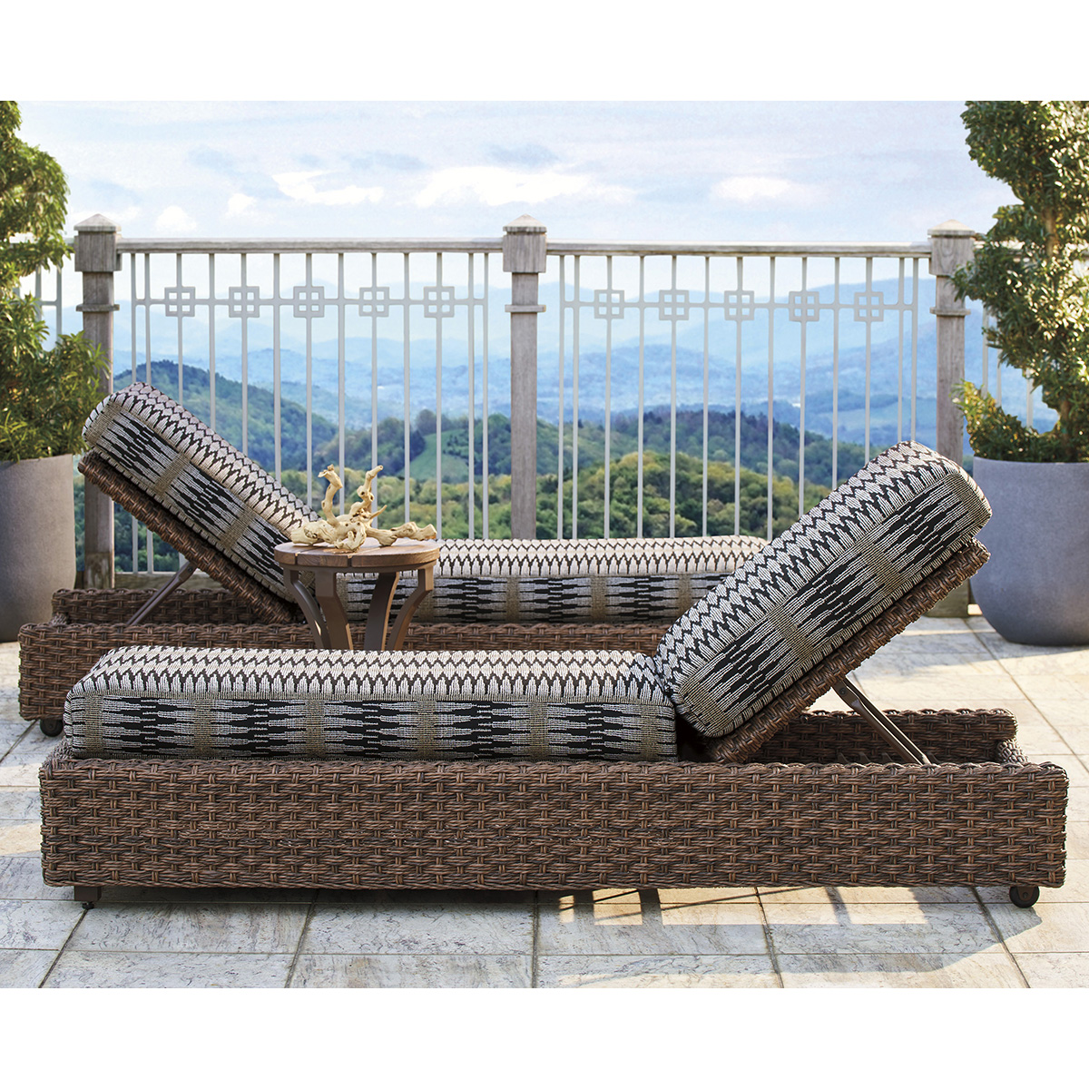 Tommy Bahama Kilimanjaro Wicker Outdoor Chaise Set with Side Table - TB-KILIMANJARO-SET10