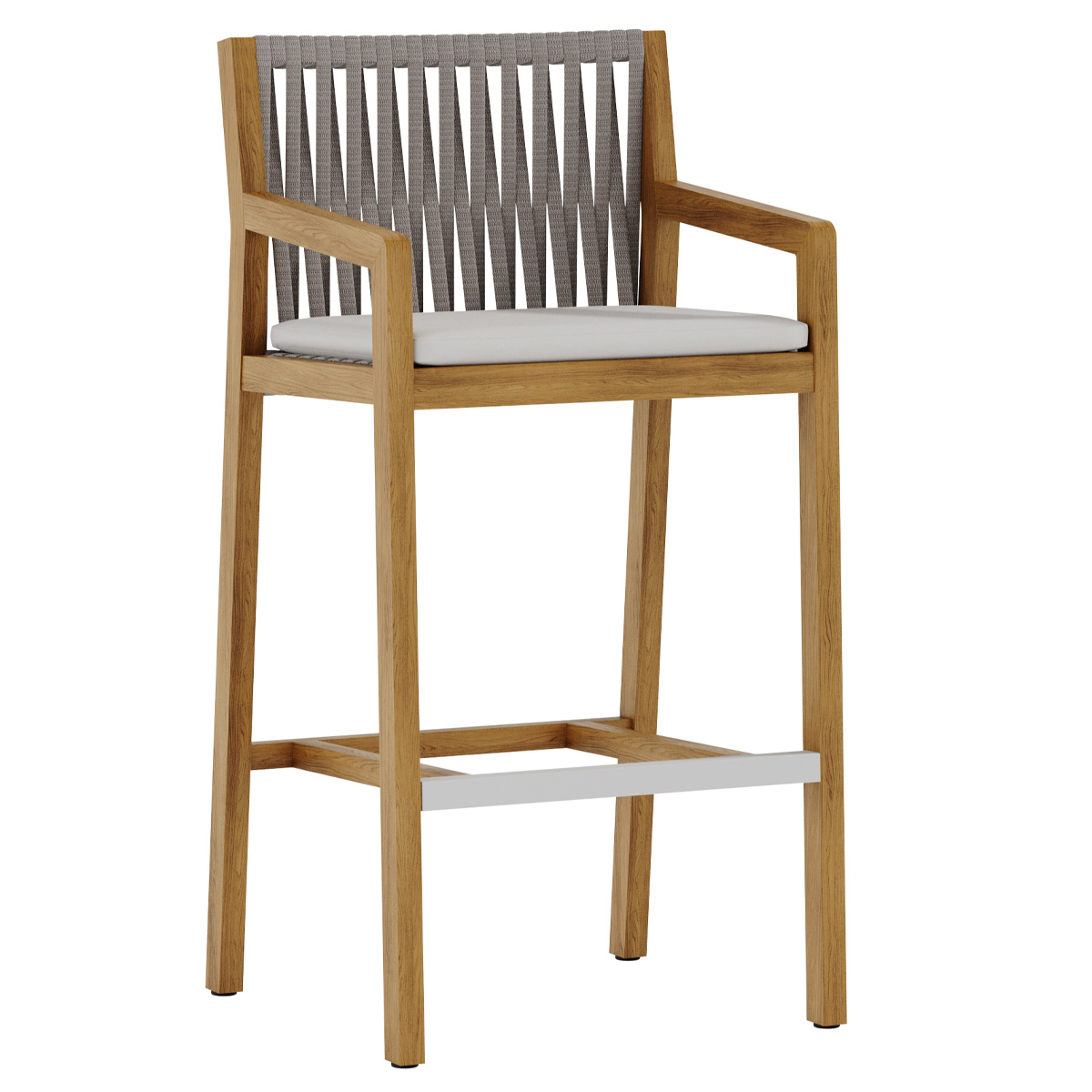 Tropitone Lido Teak Bar Stool with Seat Cushion - 1J242605-30