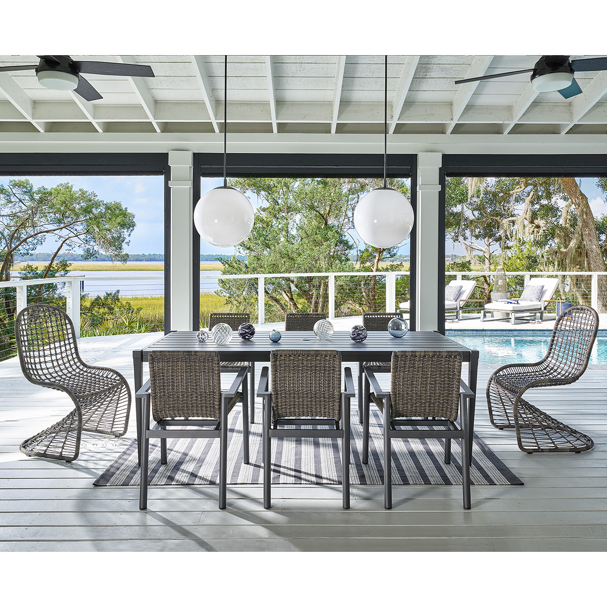 Universal Coastal Living Outdoor Dining Set for 8 - UN-COASTAL-SET1