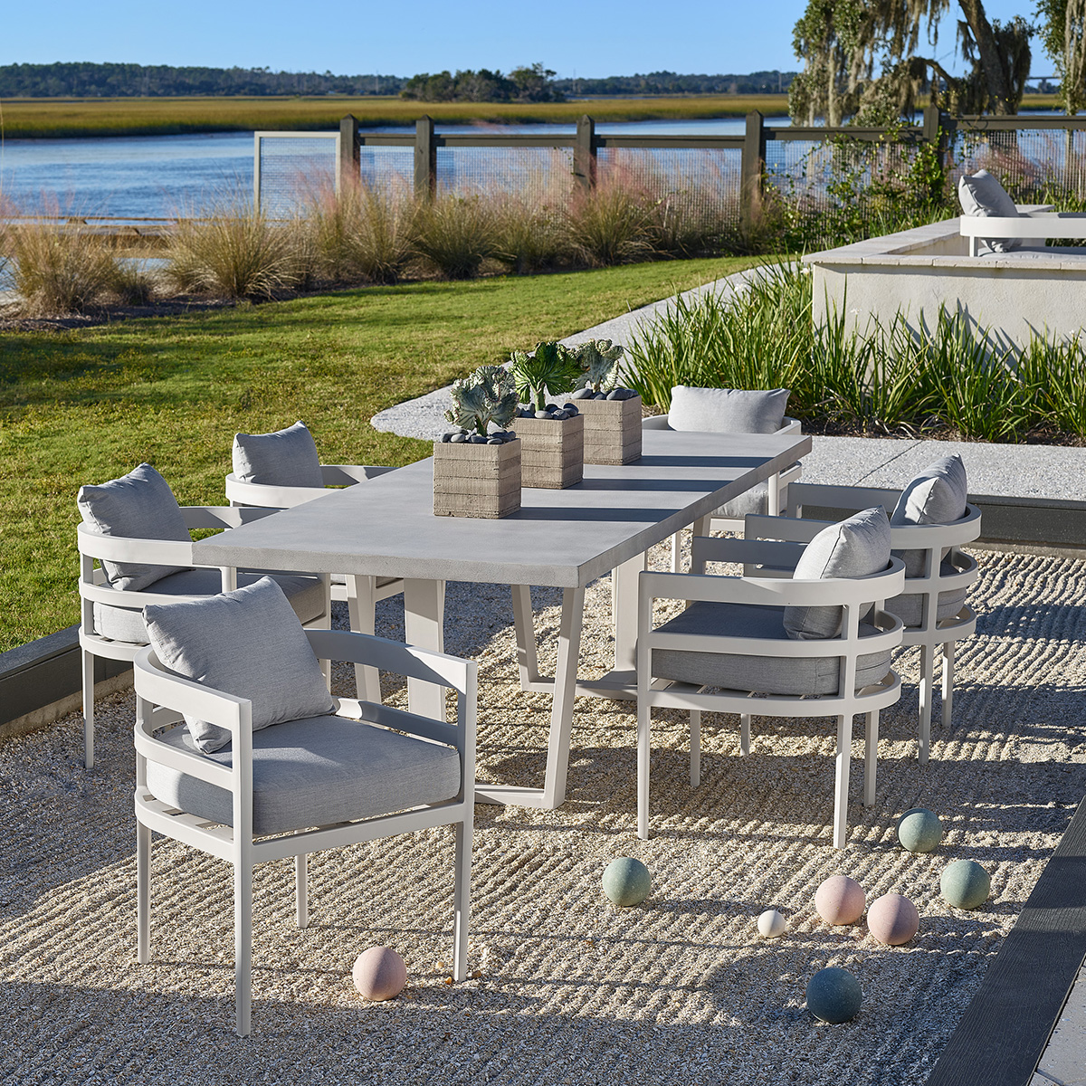 Universal South Beach Modern Outdoor Dining Set with Concrete Table - UN-SOUTHBEACH-SET1