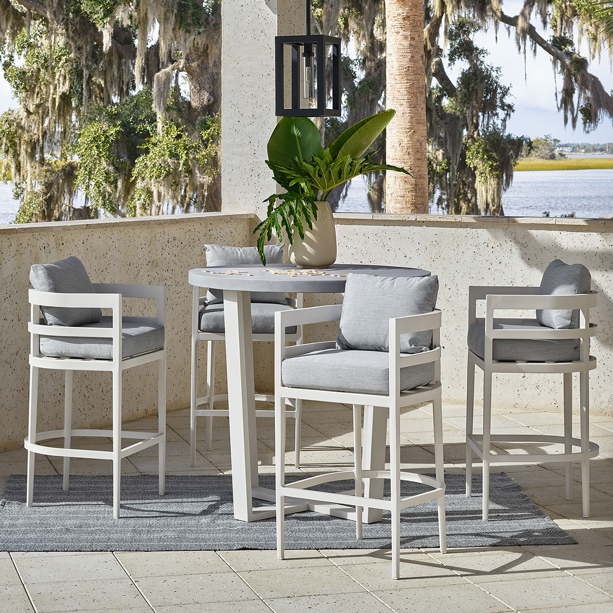 Universal South Beach Modern Outdoor Bar Set - UN-SOUTHBEACH-SET3