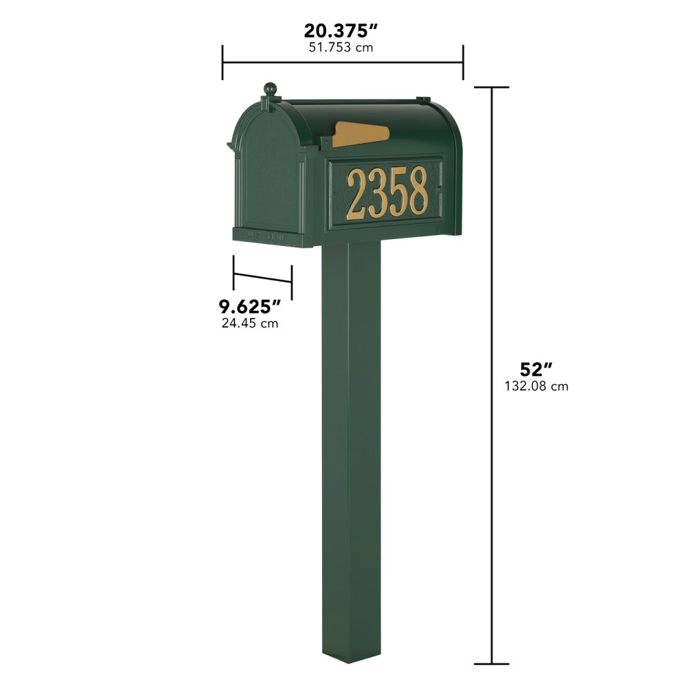 Whitehall Premium Capitol Mailbox Package in Green | 16326