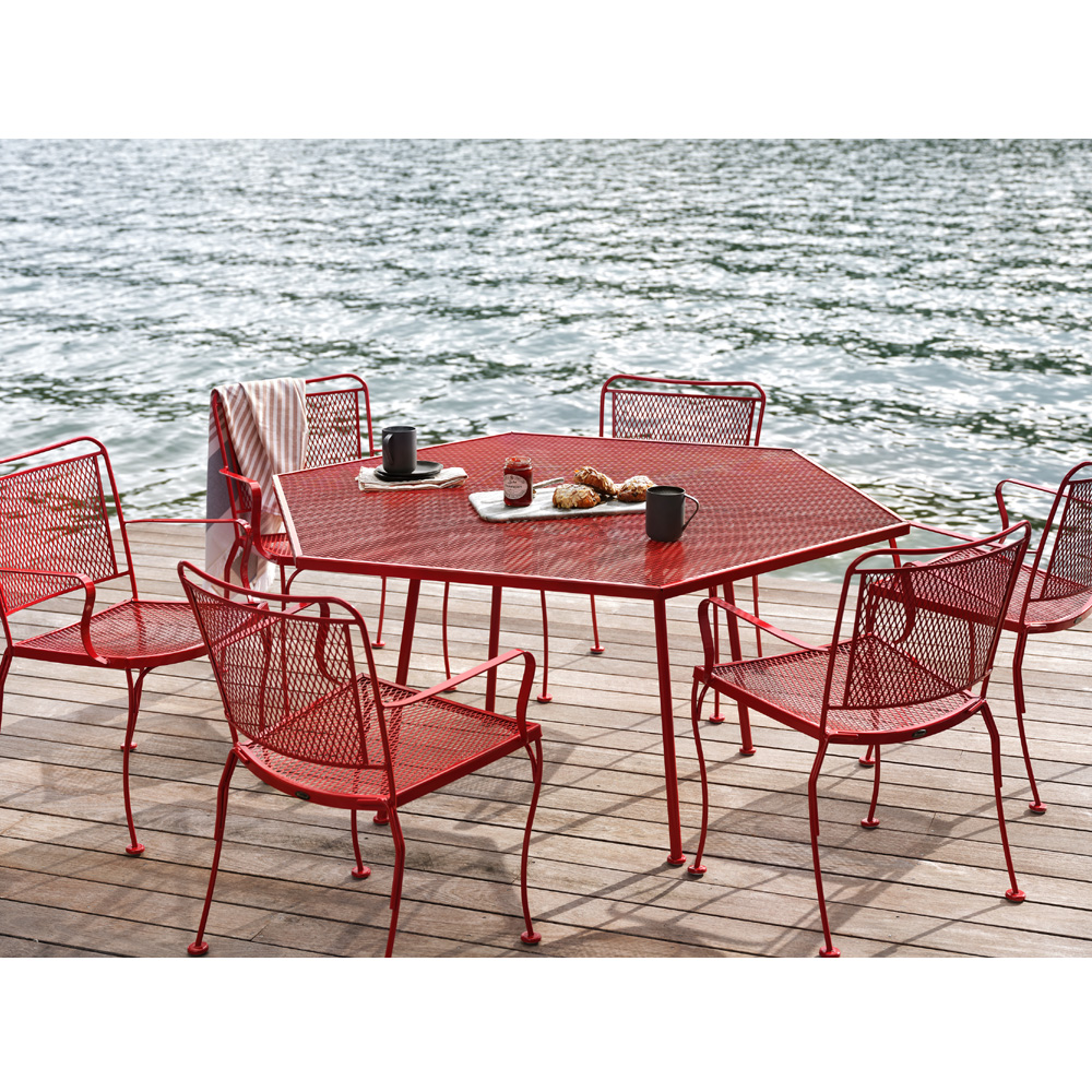 Woodard Constantine Dining Set for 6 with Hexagon Table | WD