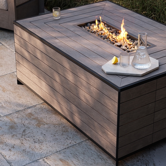 Essence NexTeak Rectangular Chat Height Fire Table top view