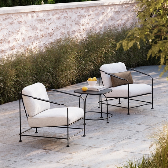 Woodard Reed Wrought Iron Lounge Chair Patio Set - WD-REED-SET2